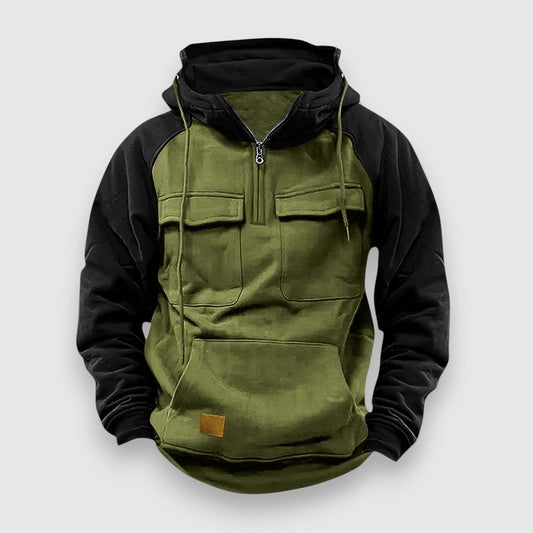 Vilnis | Vīriešu džemperis ar kapuci un pusraķetlieti rāvējslēdzēju