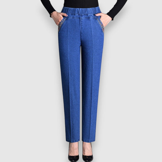 Lidija | Sieviešu džinsi ar sānu kabatām un elastīgu jostu