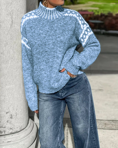 Marvija | Kontrastēts augstās apkakles džemperis