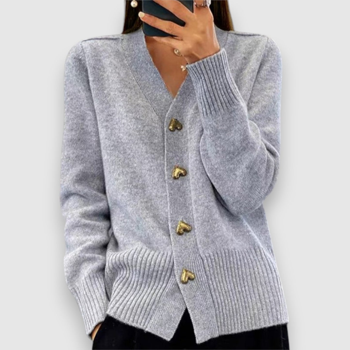 Līvija | Elegants adījuma kardigans ar V veida izgriezumu