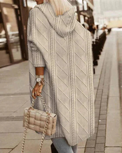 Austra | Elegants garais adījuma kardigans ar kapuci