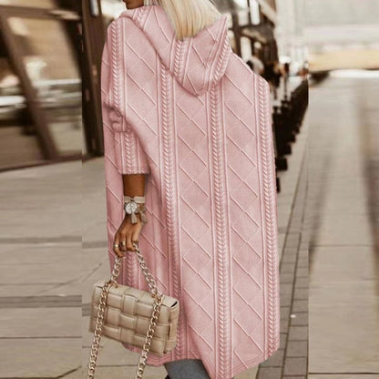 Austra | Elegants garais adījuma kardigans ar kapuci